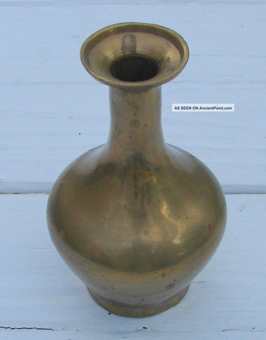 Brass Vase Antique Heavy Small Shape 3x5 