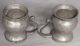 Pair Antique Pewter French Victorian English Pot Belly Tankard Half Pint Measure Metalware photo 3