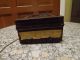 Vtg Black & Gold Metal Money Box W/handle Metalware photo 4