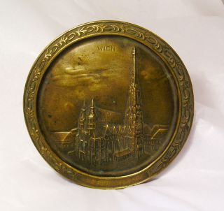 Vintage Or Antique Bronze Cathedral Plaque Wine Stephansdom S2 photo