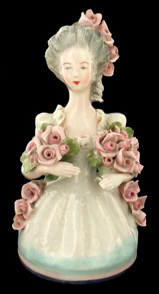 Vintage Corday Figurine 5054 Porcelain Lady With Roses photo
