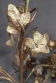 Pair Antique French Gothic Mary Altar Candelabra Gilt Brass Roses Blue Enamel Metalware photo 6