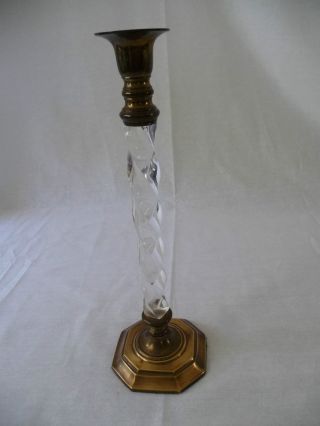 Antique Brass & Lucite Pair Of Candlesticks 12 