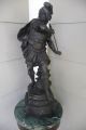 Large Pair Of Antique Victorian Mythological Warriors Spelter Metal Statues Metalware photo 9