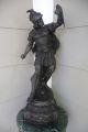 Large Pair Of Antique Victorian Mythological Warriors Spelter Metal Statues Metalware photo 1