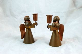 Vintage Copper - Brass Candle Holders - Angels,  Mexico,  5 