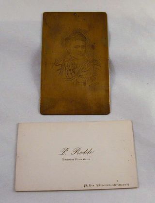 1895 French Engraving Of Lady Bronze Frame P Rodde photo