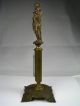 French Bronze Figurine Brass Cabinet Desktop Thermometer France C1870s Excellent Metalware photo 1