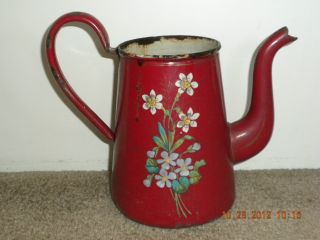 Very Old Enamel On Cast Iron Tea Pot photo