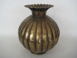Old E.  Casagrande Borgo Valsugana Italy Hand Hammered Brass Vase,  9 1/2 