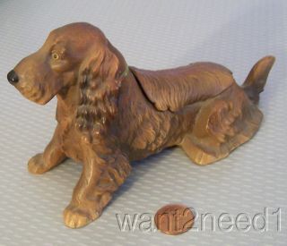 Old Antique Austria Bronze Cocker Spaniel Dog Vienna Painted Covered Ashtray photo