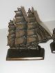 Antique Art Deco Sailing Ship Bookends C: 1920s Cast Iron Metalware photo 1
