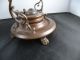 Antique German Copper Ornate Kettle With Burner Base,  Great Patina,  Hand Made Metalware photo 3