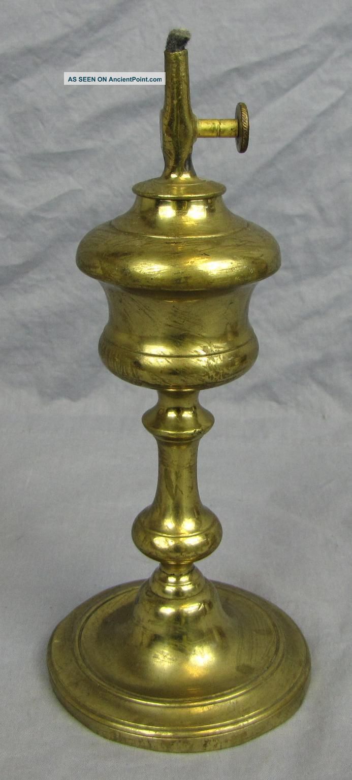 Early Heavy Brass Gardon S.  G.  D.  B.  ? Whale Oil Lamp Metalware photo