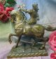 Antique French Bronze Metal Statue Figurine Side - Saddle Noble Lady Horse Falcon Metalware photo 10