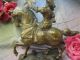 Antique French Bronze Metal Statue Figurine Side - Saddle Noble Lady Horse Falcon Metalware photo 11