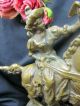 Antique French Bronze Metal Statue Figurine Side - Saddle Noble Lady Horse Falcon Metalware photo 2