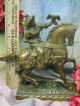 Antique French Bronze Metal Statue Figurine Side - Saddle Noble Lady Horse Falcon Metalware photo 6