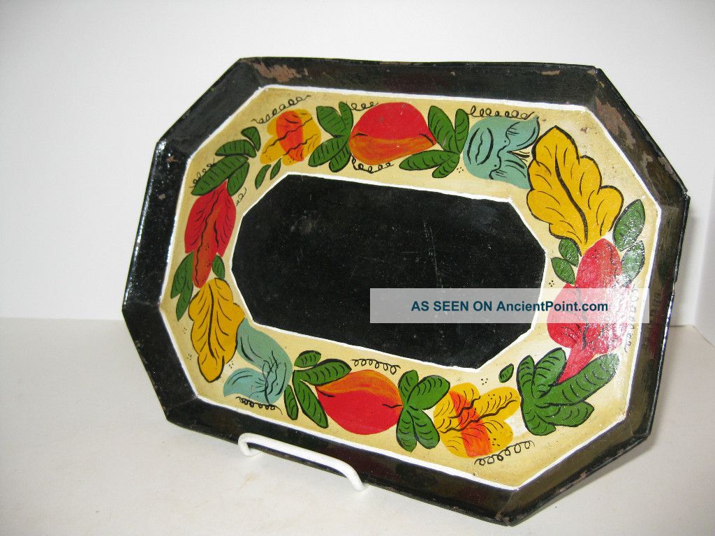 Antique Toleware Hand Painted Tray 12 