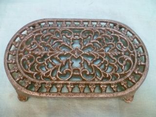 Antique French Cast Iron Ornate Trivet : Fab photo