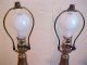Pair Antique Victorian Era Art Nouveau Spelter Metal French Table Lamps Lamps photo 2