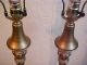 Pair Antique Victorian Era Art Nouveau Spelter Metal French Table Lamps Lamps photo 3