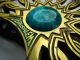 A Solid Brass Napkin Holder W/turquoise Israel Ca1960s Metalware photo 9
