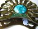A Solid Brass Napkin Holder W/turquoise Israel Ca1960s Metalware photo 6