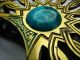 A Solid Brass Napkin Holder W/turquoise Israel Ca1960s Metalware photo 8