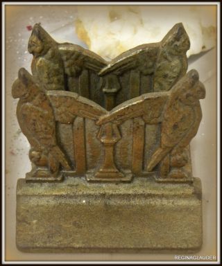 Vintage Art Deco Antique Bookends Bronze Owls Or Falcons Excellent Gift Desk photo