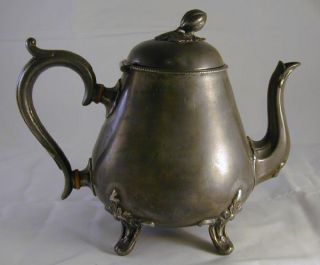 Old Sheffield Britania Pear Shaped Teapot Ornate Feet photo
