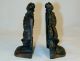 Antique Cast Iron Bookends Warrior Cape Sword Hat Metalware photo 1