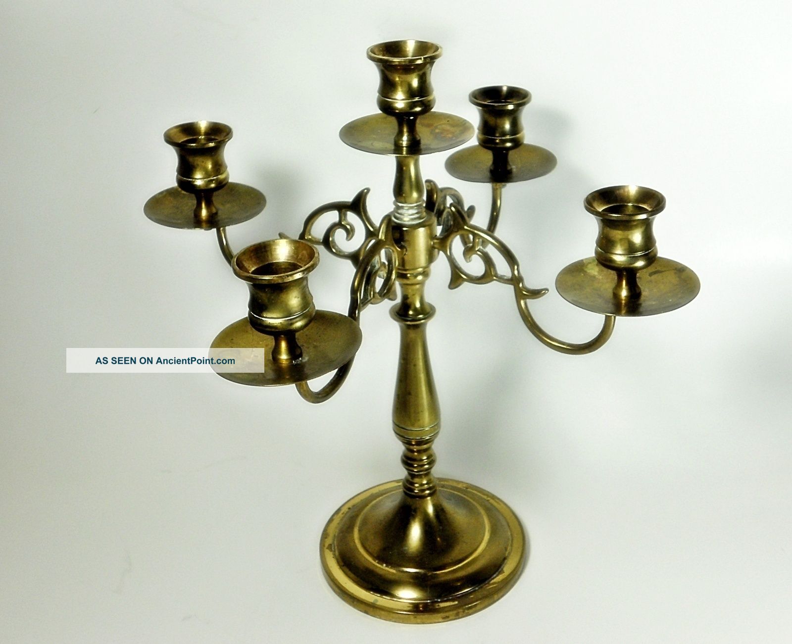 A Touch Of Class Extraordinary Solid Brass 5 Stick Scrolling Candleabra Metalware photo