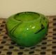 Hand Blown Art Glass Vase / Bowl,  Green Small Signed Romania 4 Vases photo 1