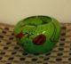 Hand Blown Art Glass Vase / Bowl,  Green Small Signed Romania 4 Vases photo 3