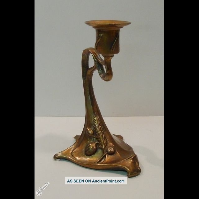 Candlestick Art Deco Style Art Nouveau Style Bronze Hot Cast Metalware photo