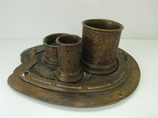 Exc Arts Crafts Metal Smoking Set Match Holder Striker Ashtray Cigarette Holder photo