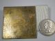 Antique Heavily Enameled Square Brass Plaque 1 - 7/8 