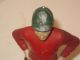 Antique Cast Iron Jockey Polychrome Red White Blue Metal Stand Metalware photo 4