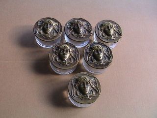 6x French Art Nouveau New/old Stock Figural Ladies Powder Jars Fabulous photo