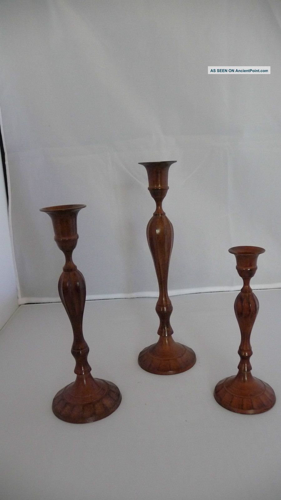 Antique Candlesticks Three In Bronzed Metal Metalware photo
