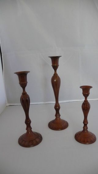 Antique Candlesticks Three In Bronzed Metal photo