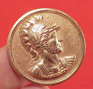 Vintage Heavy 35mm Bronze Roman Soldier Coin Medallion Medal Fob Sculpture photo