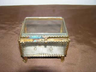 Antique French Cut Glass Jewelry Box. photo