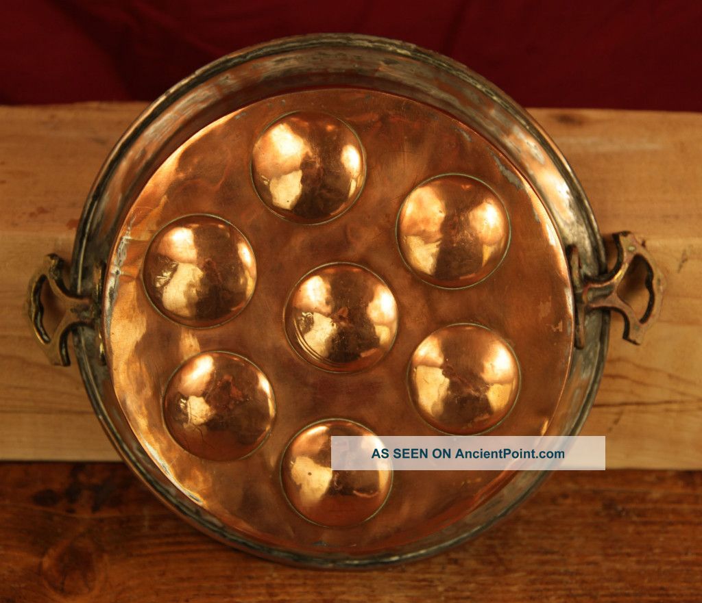 Antique Copper Escargot Pan With Brass Handles Circa 1880 ' S Metalware photo