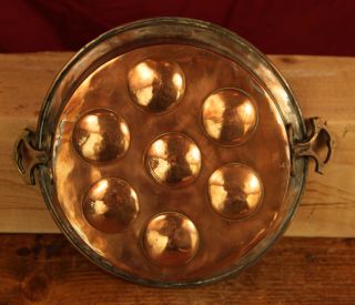 Antique Copper Escargot Pan With Brass Handles Circa 1880 ' S photo