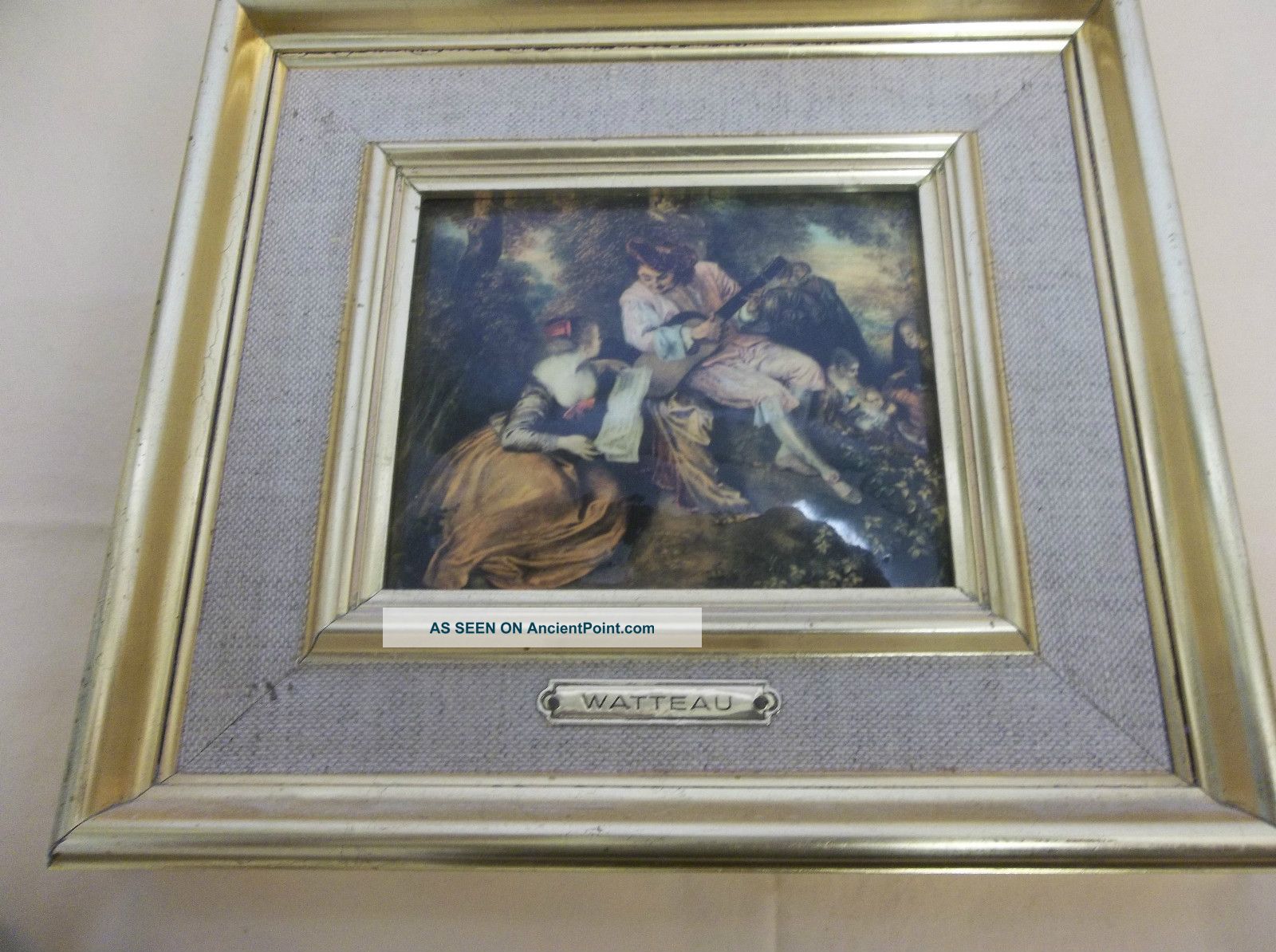 Bronze French Helca Picture Hammered By Hand Watteau Metalware photo