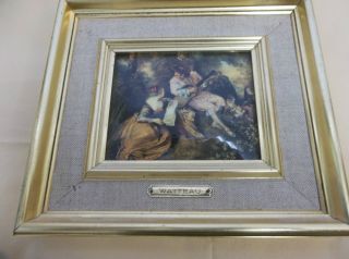 Bronze French Helca Picture Hammered By Hand Watteau photo