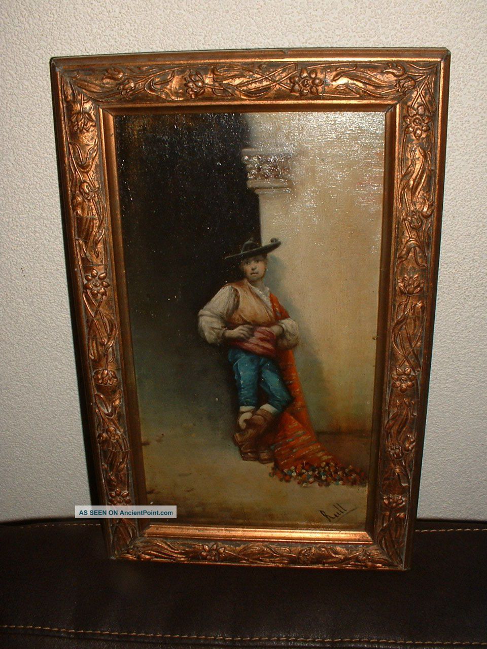 Old Oil Painting On Panel,  { Finely Dressed Gaucho,  Finished Finely,  Is Signed }. Other photo
