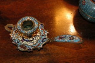 Antique French Champleve 19th.  Century Candle Holder photo